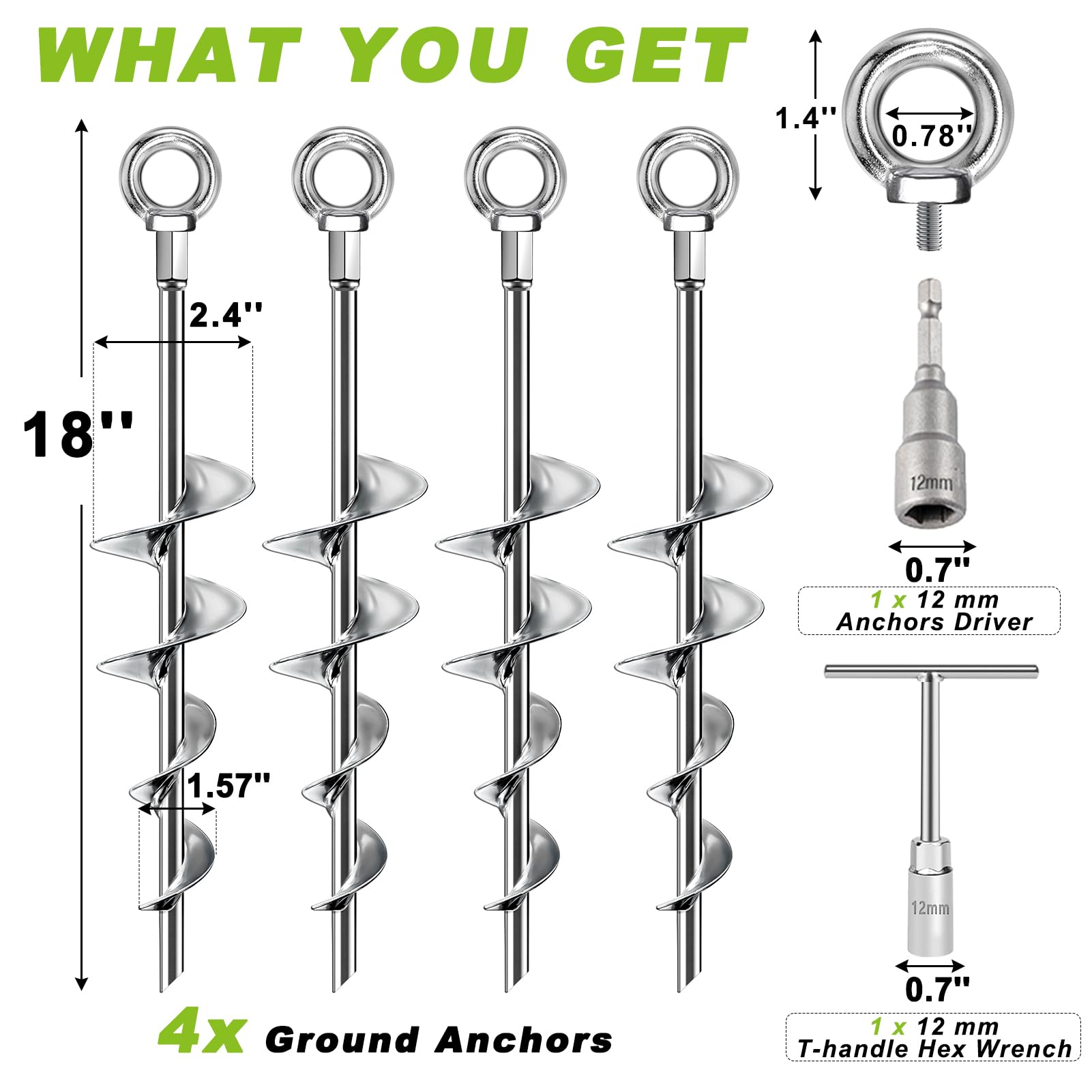 Fabulas ground anchors four-pack for comprehensive outdoor anchoring.