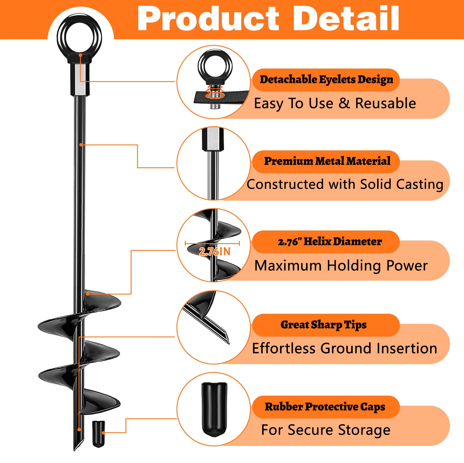 Fabulas Ground Anchors spiral-blade close-up highlighting secure screw-in design