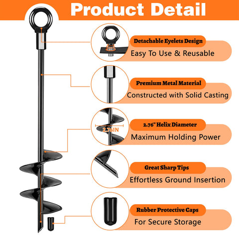 Fabulas Ground Anchors spiral-blade close-up highlighting secure screw-in design