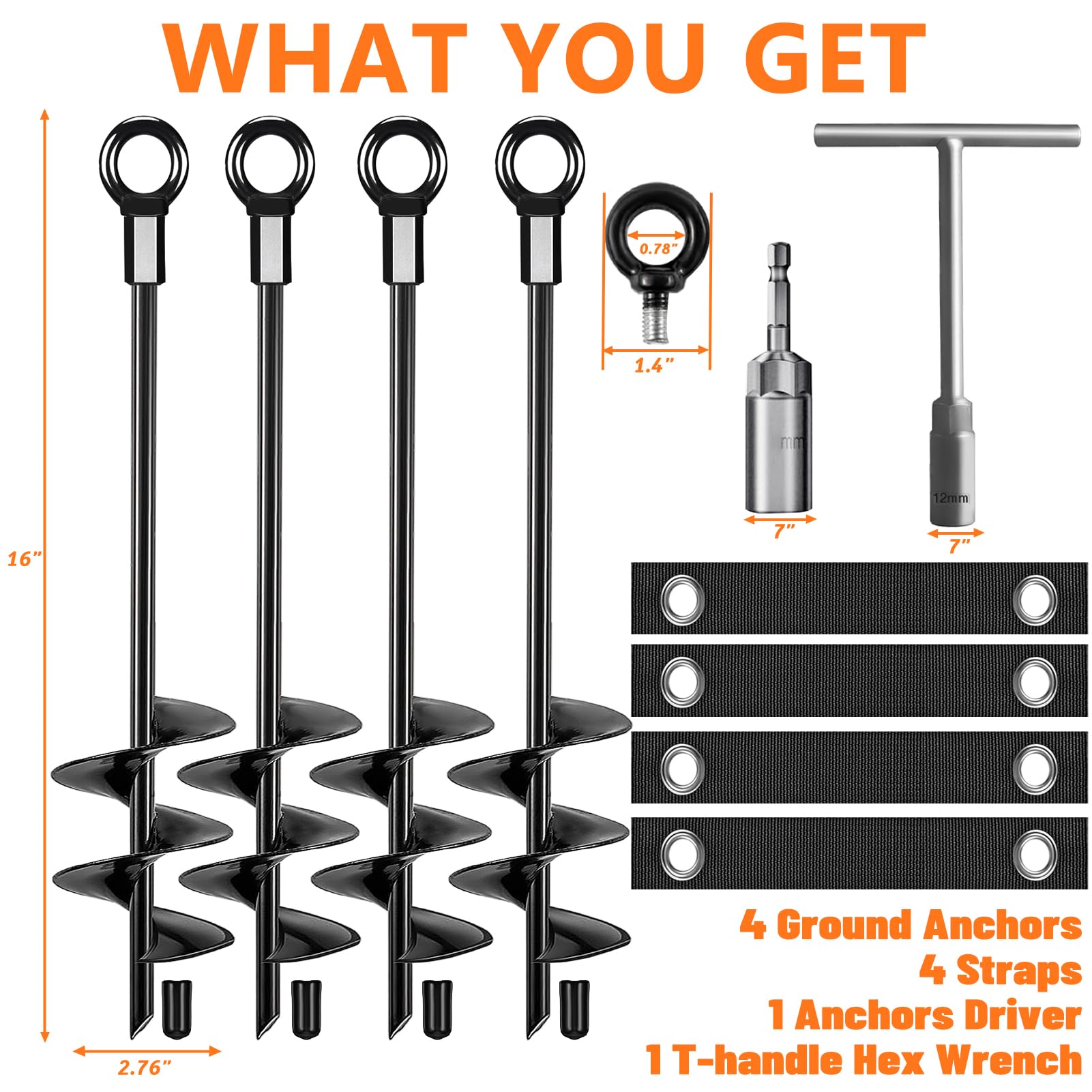 Fabulas Ground Anchors tools included with T-handle wrench and nut driver