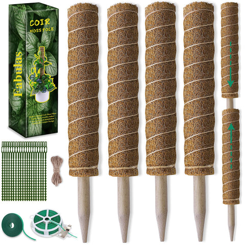 Fabulas moss pole packaging shows four poles and accessories for easy setup
