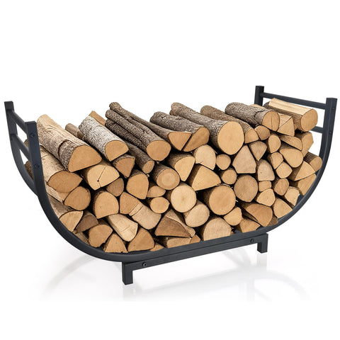 Facka Curved Firewood Rack front view showing large capacity