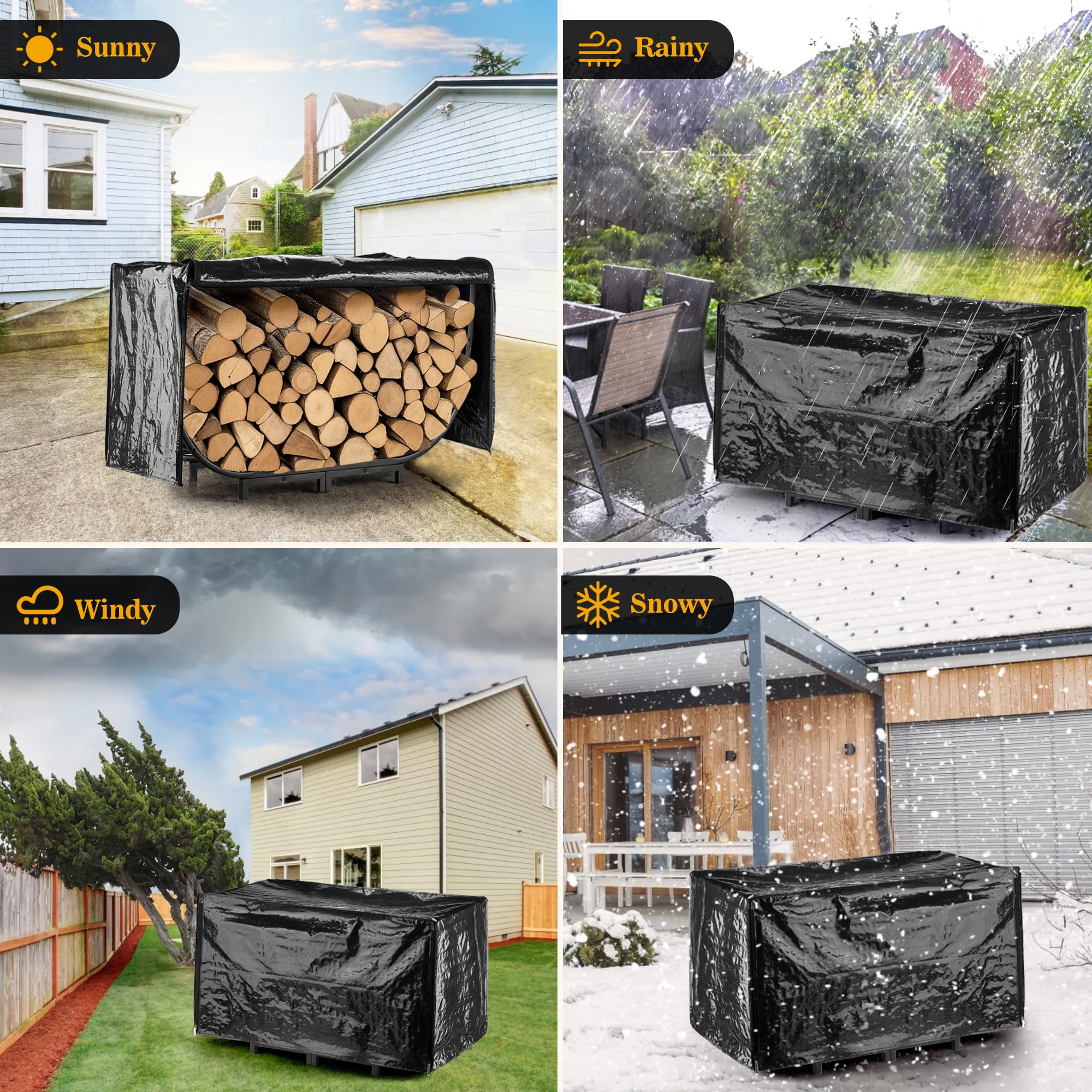 facka rustproof firewood holder with anti-slip feet on patio surface