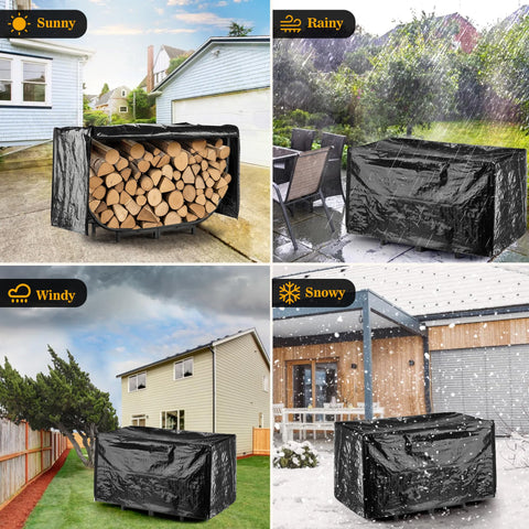 facka rustproof firewood holder with anti-slip feet on patio surface