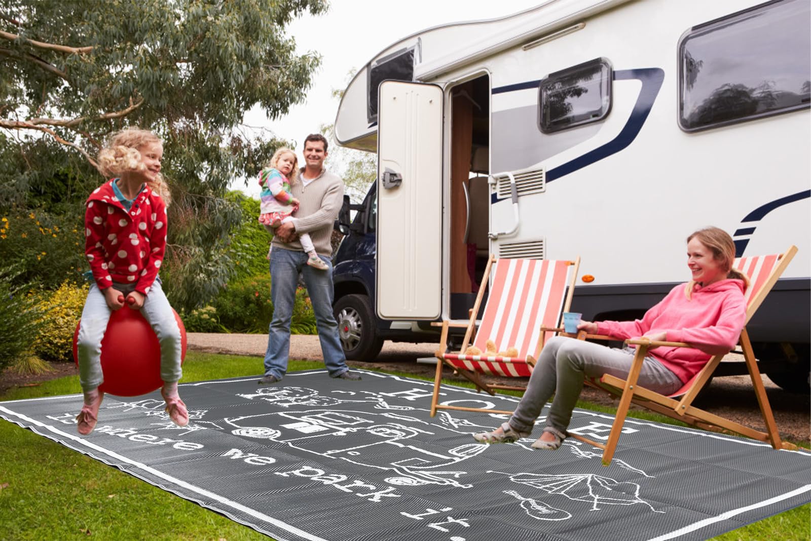FACOYANS reversible camping mat showing two-sided design for versatile outdoor use.