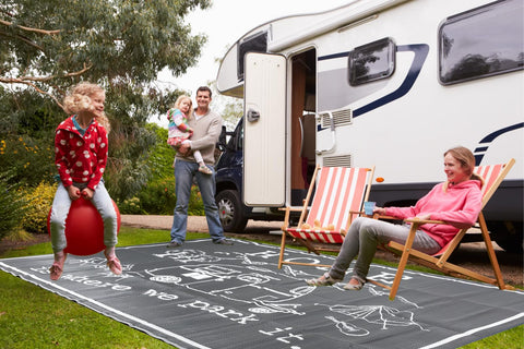 FACOYANS reversible camping mat showing two-sided design for versatile outdoor use.