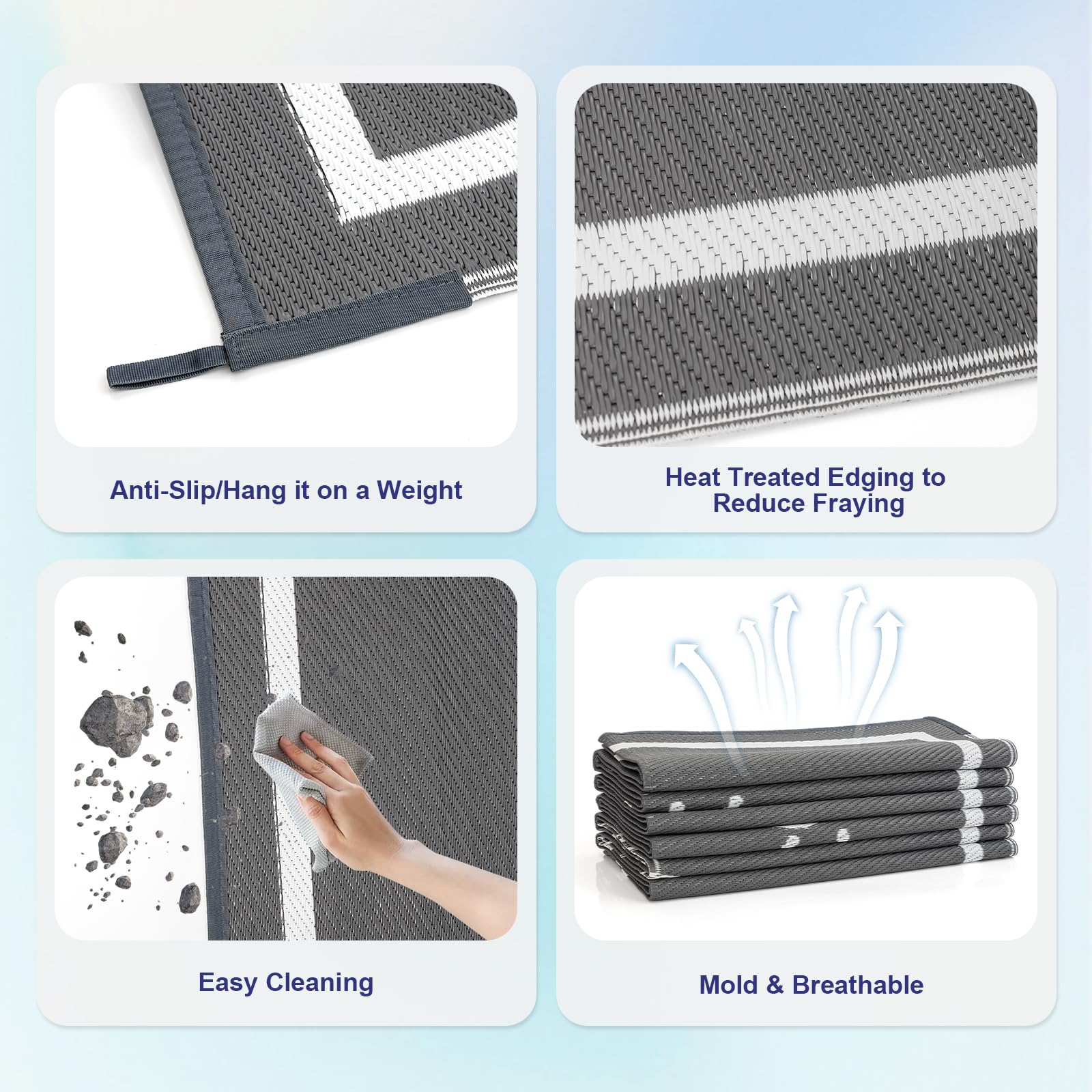 FACOYANS soft weave rug ideal for barefoot steps outdoors.