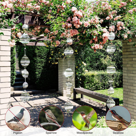 Factee reflective garden decor adds style while discouraging pigeons from rooftops.