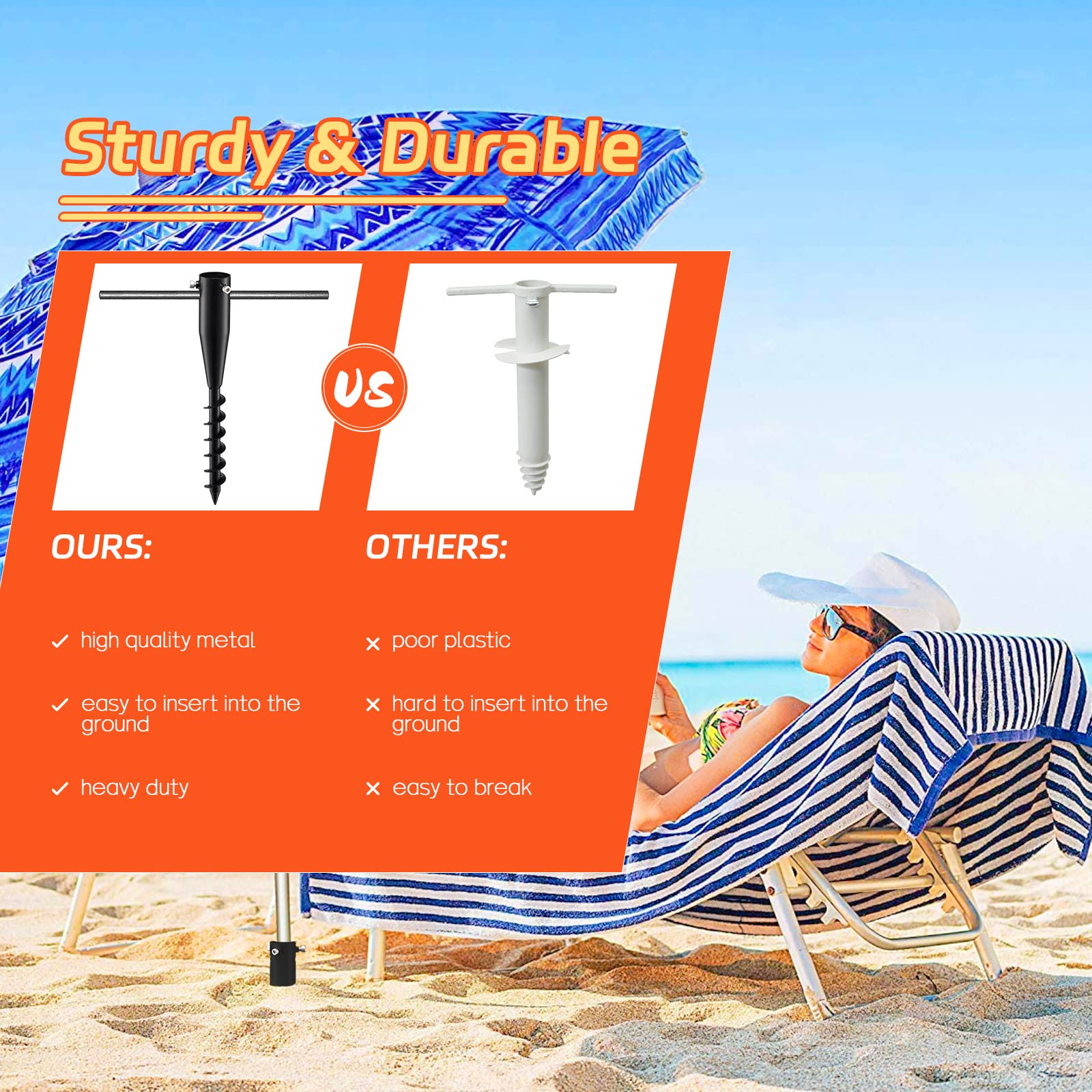 FactionGarden beach umbrella stand provides stable grip on sand for outdoor shade