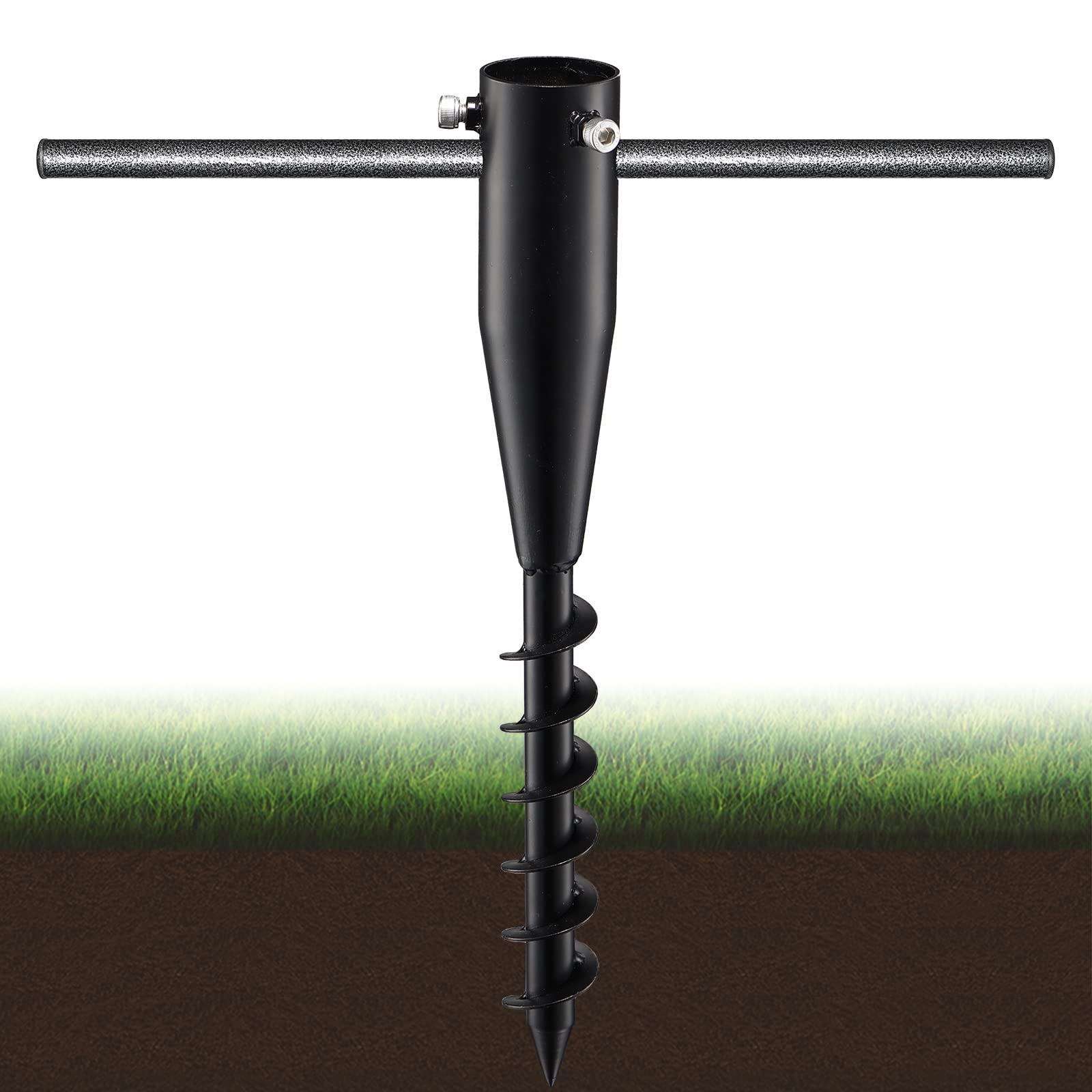 FactionGarden umbrella stand ground anchor securing a beach umbrella against wind