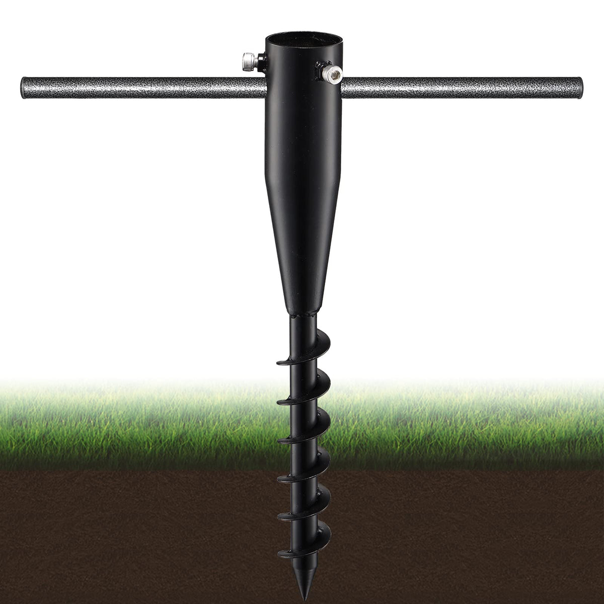 FactionGarden umbrella stand ground anchor securing a beach umbrella against wind