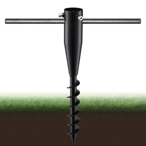 FactionGarden umbrella stand ground anchor securing a beach umbrella against wind