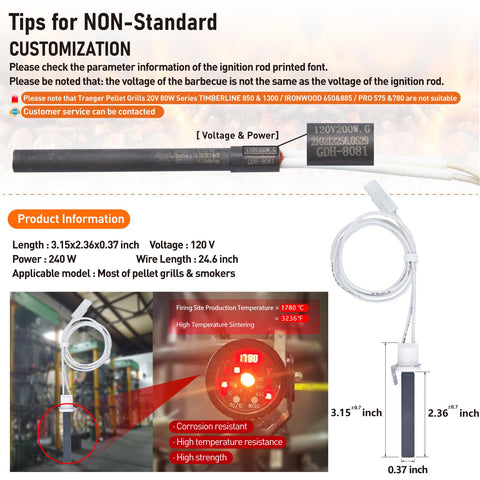 Factory-direct support and 2-year replacement guarantee for HEATFOUNDER igniters.