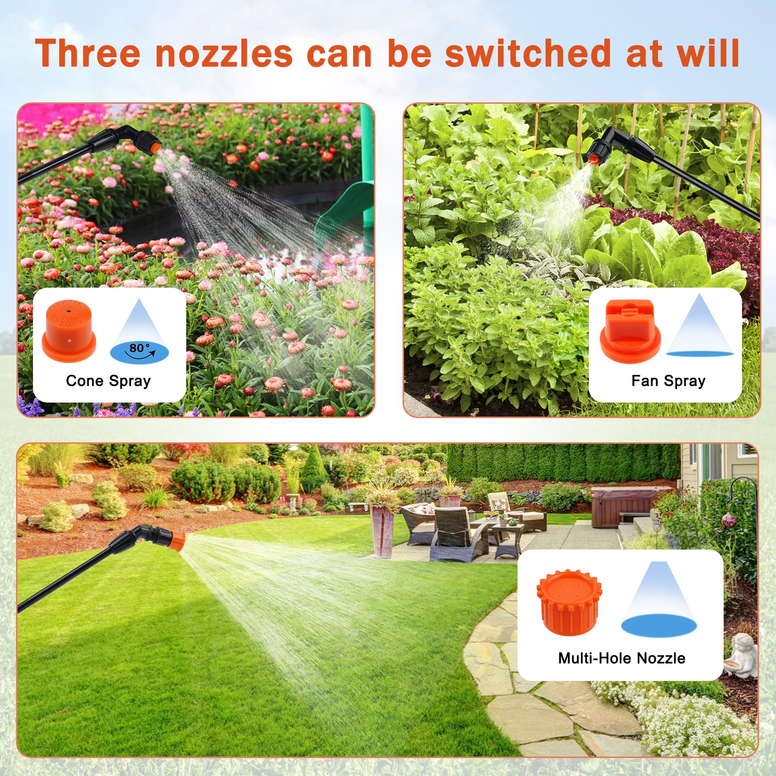 Faculx extendable wand 190cm reaches distant plots for efficient spraying.