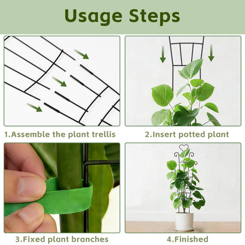 FAFTFTDY trellis in a pot supporting ivy and pothos vines