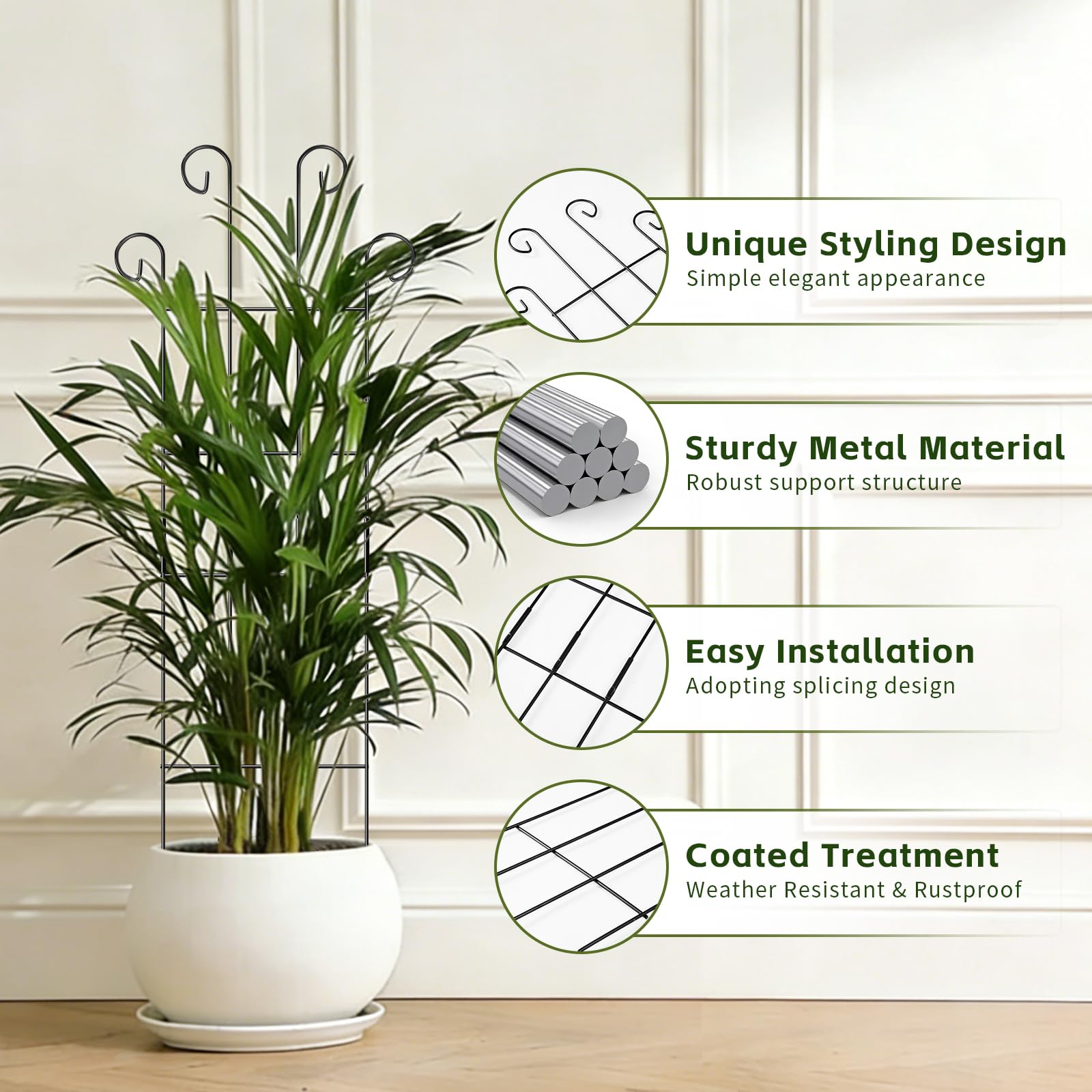 FAFTFTDY metal trellis with sandblasted coating resists bending and rust.