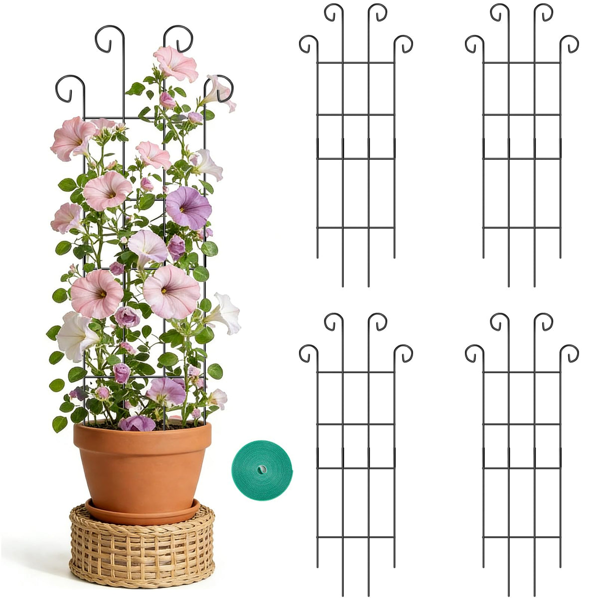 FAFTFTDY wave trellis 4-pack supports climbing vines indoors and outdoors with sturdy steel construction.