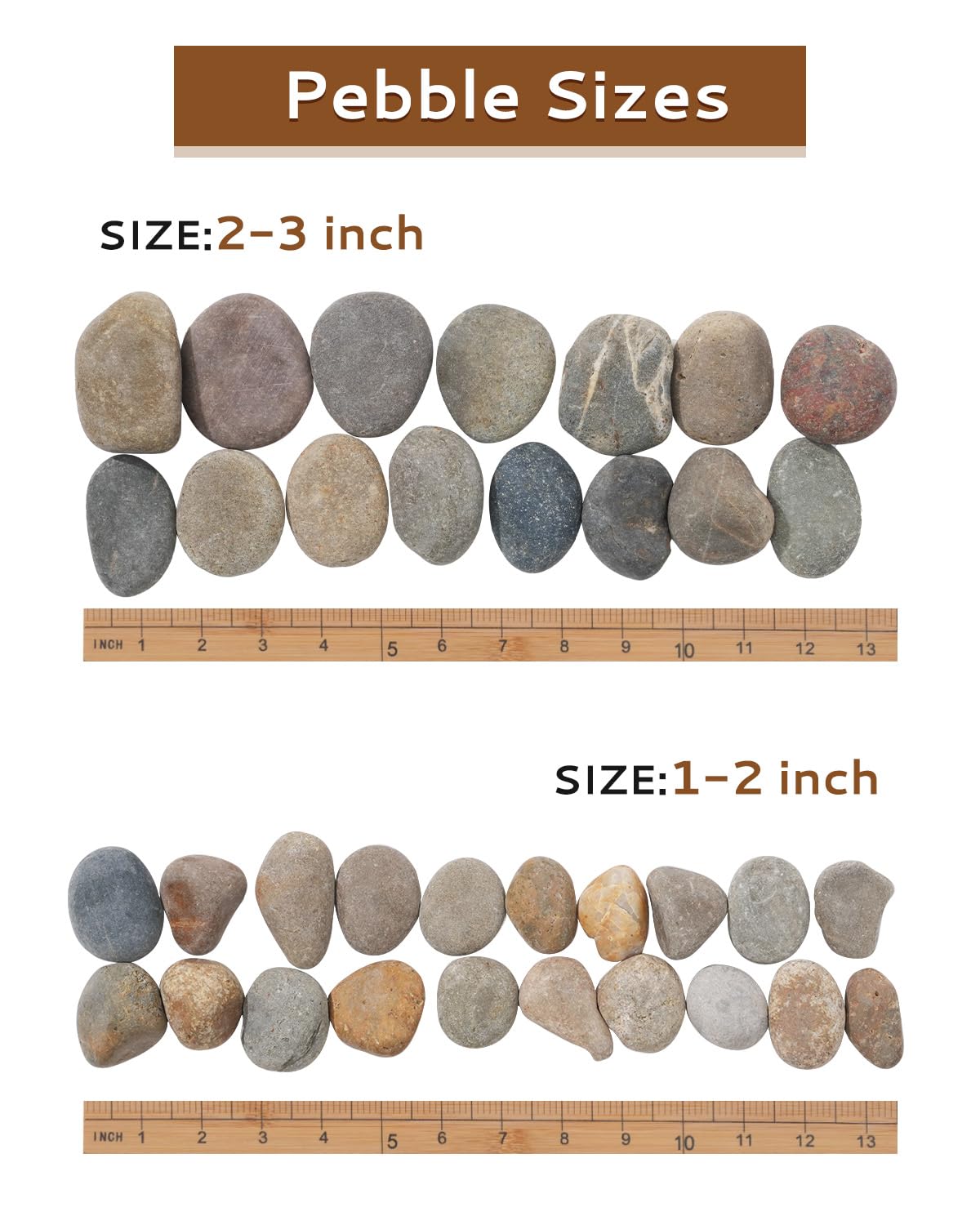 Fahaxiki plant rocks 2-3 inch; smooth surfaces safe for pots and reptile habitats.