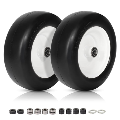 FAHKNS 11x4-5 flat free tire side view showing puncture-free design for lawns