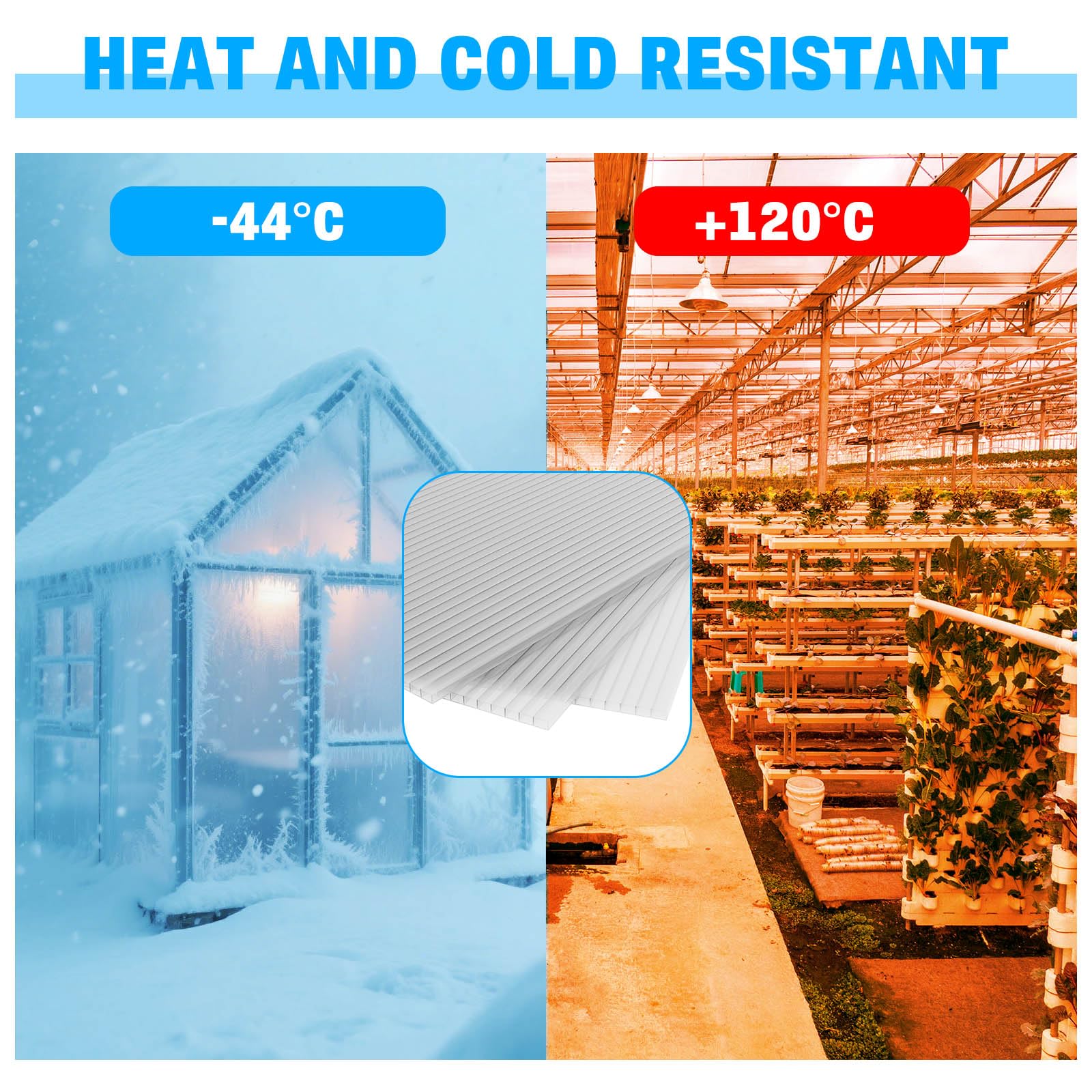 FAHKNS 14-pack greenhouse panels, clear surface, high light transmission for vibrant growth.