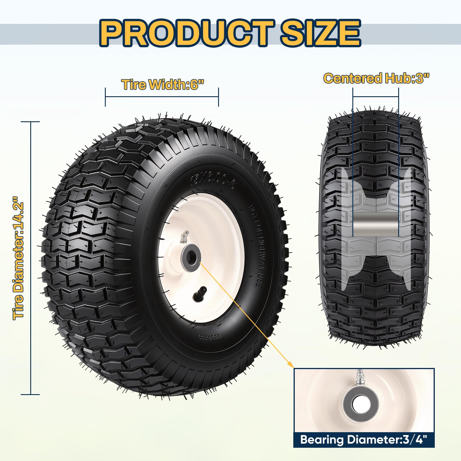 FAHKNS 15x6-6 tread detail emphasizes reliable traction on uneven lawns.