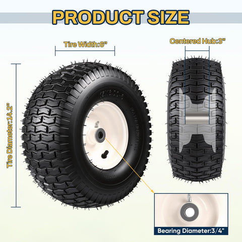 FAHKNS 15x6-6 tread detail emphasizes reliable traction on uneven lawns.