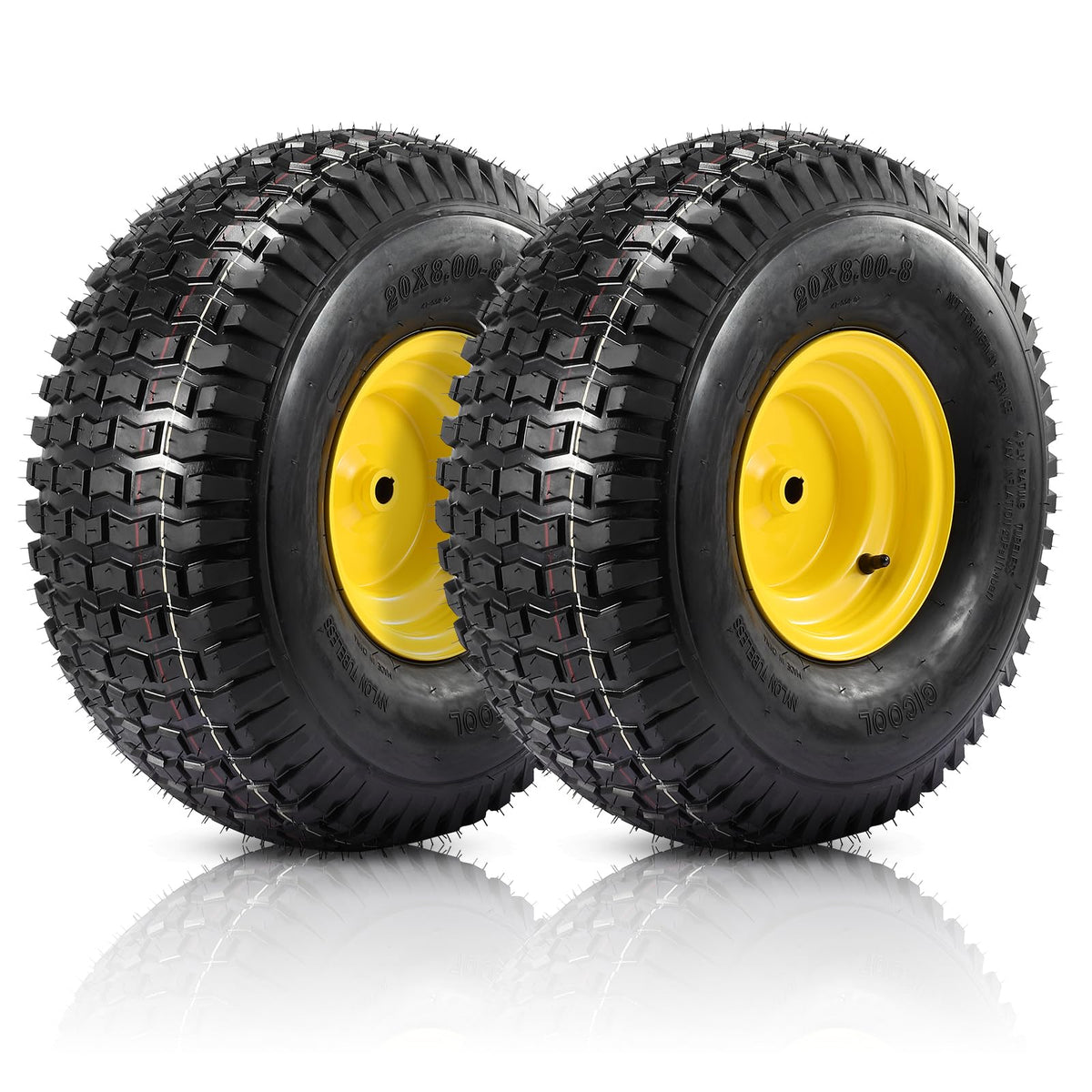 FAHKNS 20x8-8 rear tire assembly for riding mowers, durable for steady mowing performance.