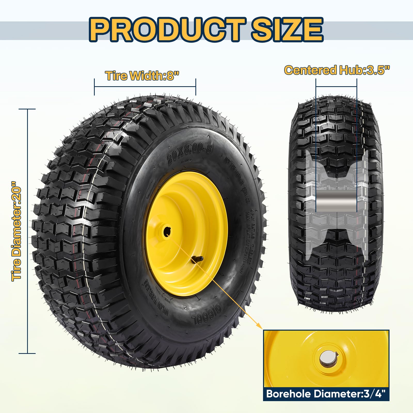 FAHKNS two-tire pack for quick replacement and improved mower stability.