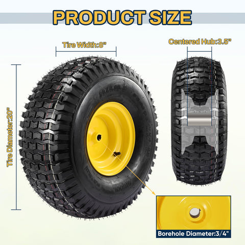FAHKNS two-tire pack for quick replacement and improved mower stability.