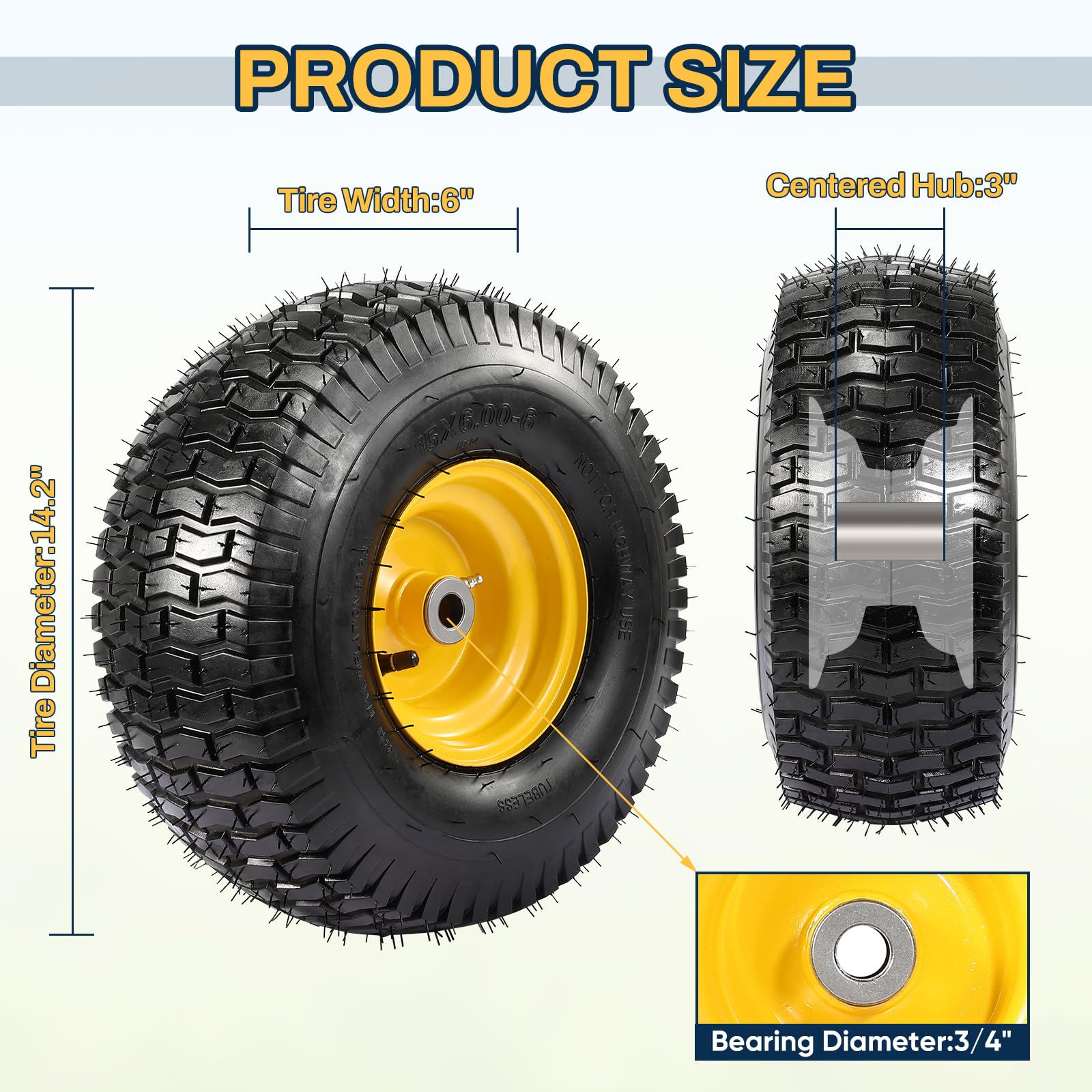 FAHKNS 3in centered hub detail ensures precise fit on compatible mowers