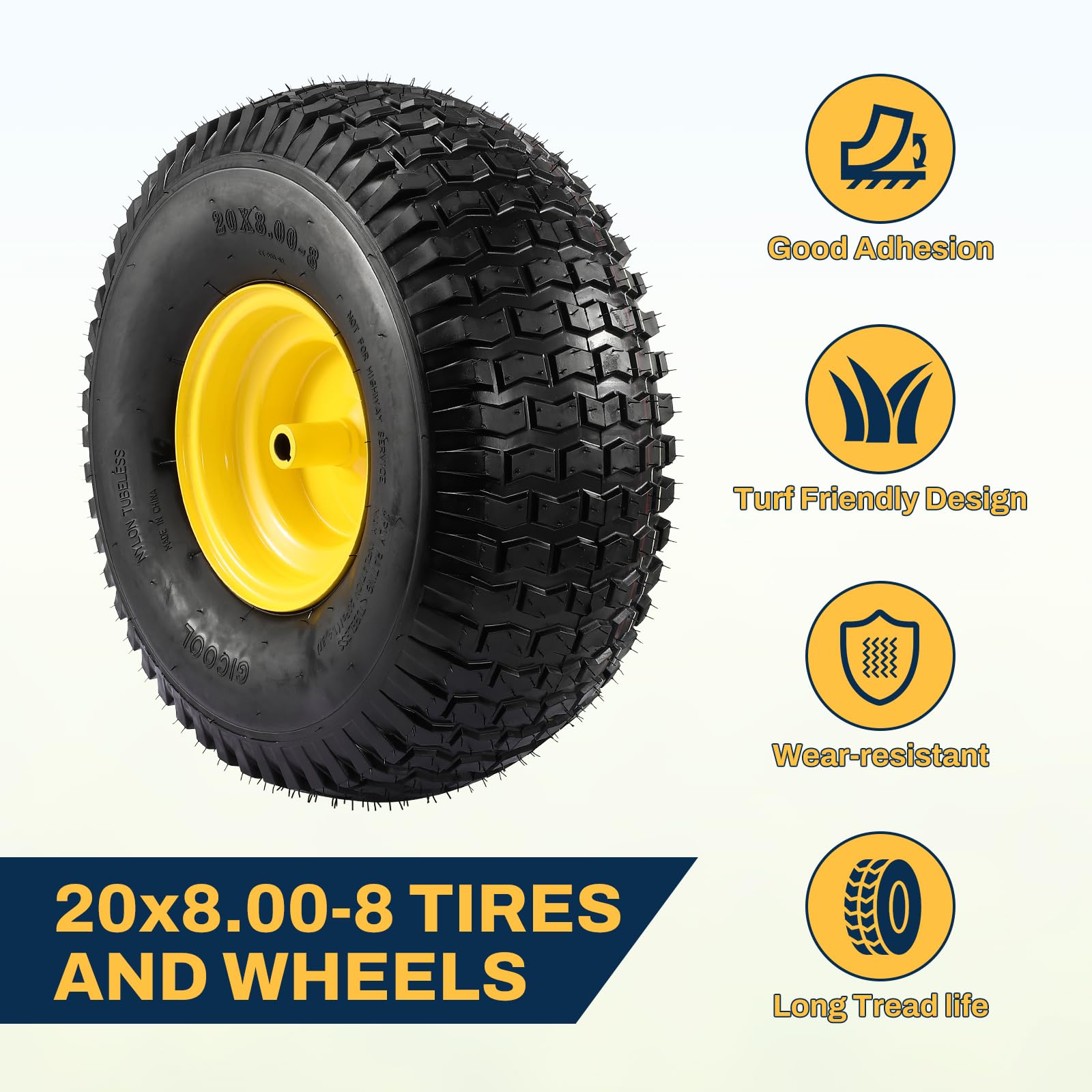 FAHKNS 4-ply tubeless lawn tire design for smooth ride and durability.