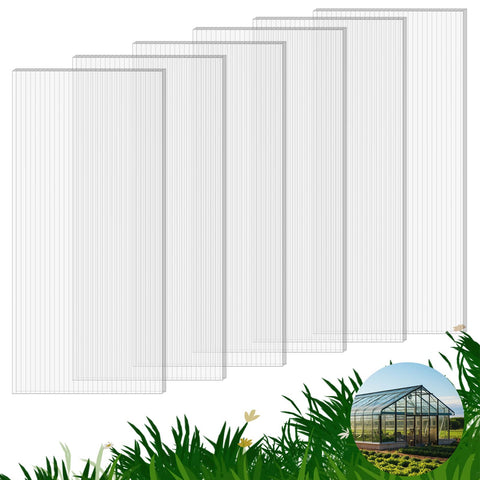 FAHKNS six-pack polycarbonate greenhouse panels—clear for bright, UV-protected growing spaces.