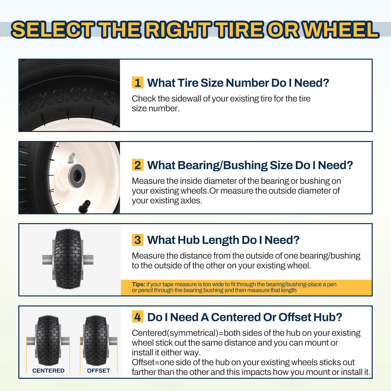 FAHKNS replacement tires fit Craftsman mowers and many riding models.