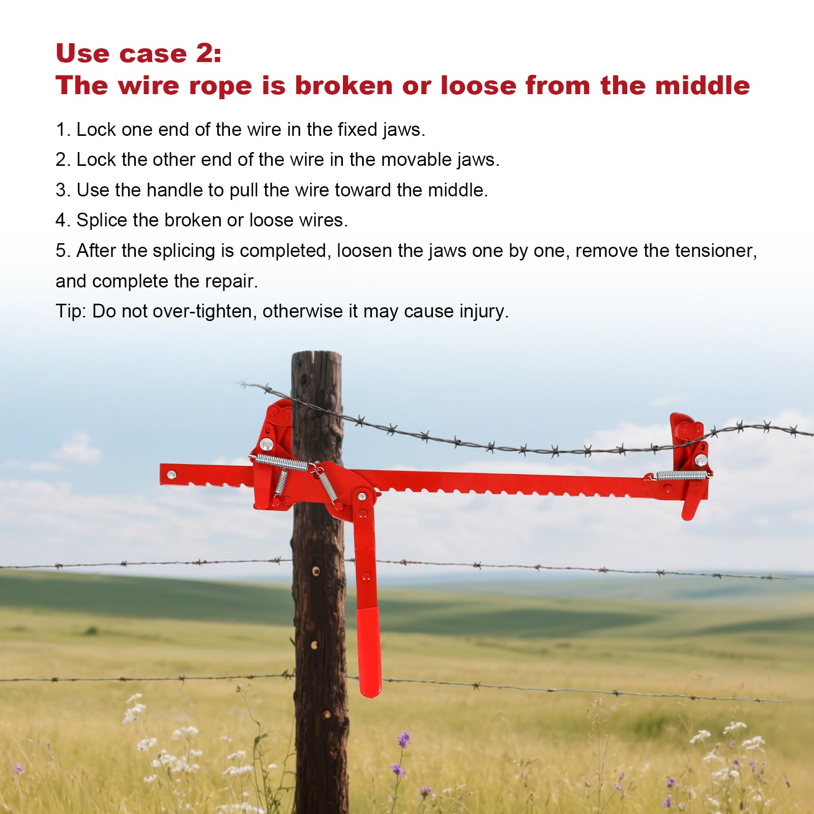 FAHKNS fence stretcher in use on a ranch shows real-world durability.