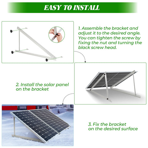 Versatile ground-mount design suitable for RVs, ships, caravans, sheds, and flat surfaces.
