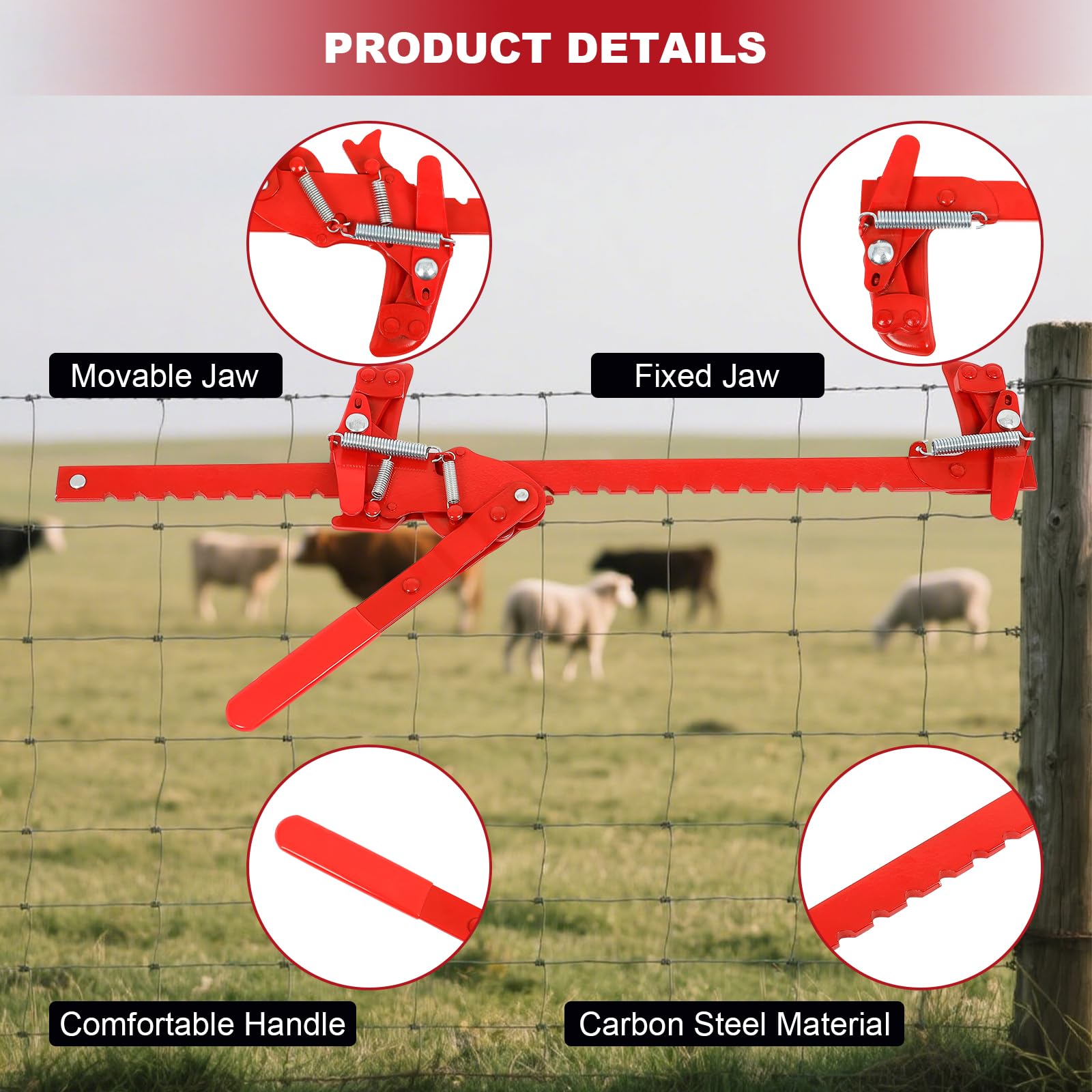 FAHKNS ratchet-design fence stretcher enables controlled tightening with minimal effort.
