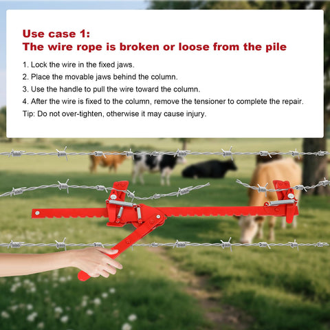 FAHKNS steel fence stretcher closeup highlights rugged cast arms for long-term use.