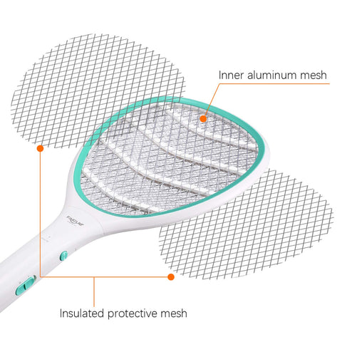 Faicuk 2-pack bug zapper racket battery compartment demonstrates portable power option.