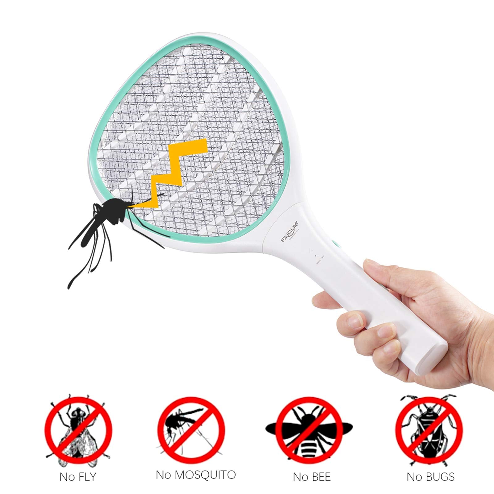 Faicuk electric fly swatter with battery power for quick indoor pest control.