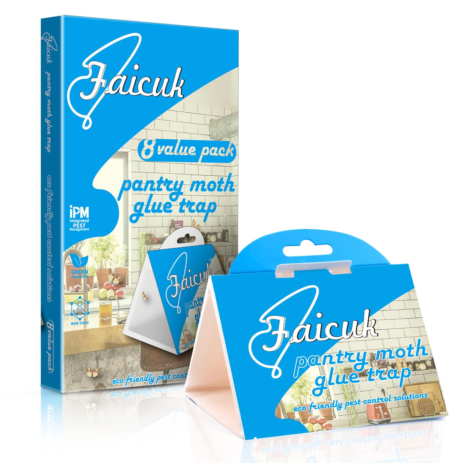 Faicuk Pantry Moth Traps packaging ready for easy setup and mess-free use.