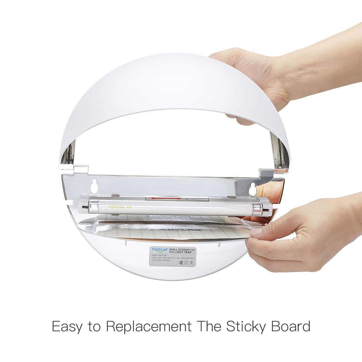 Faicuk wall sconce emits soft violet ambient light while trapping insects.