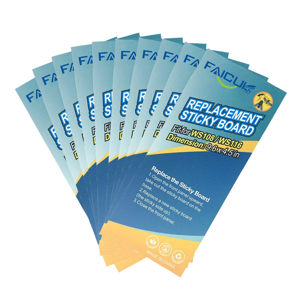 Faicuk WS108 glue board 10-pack, replacement for effective fly light traps.