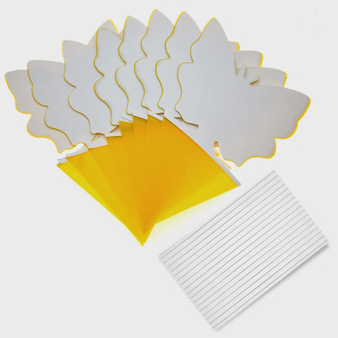 Faicuk yellow glue board close-up attracts gnats and fruit flies in pest control context