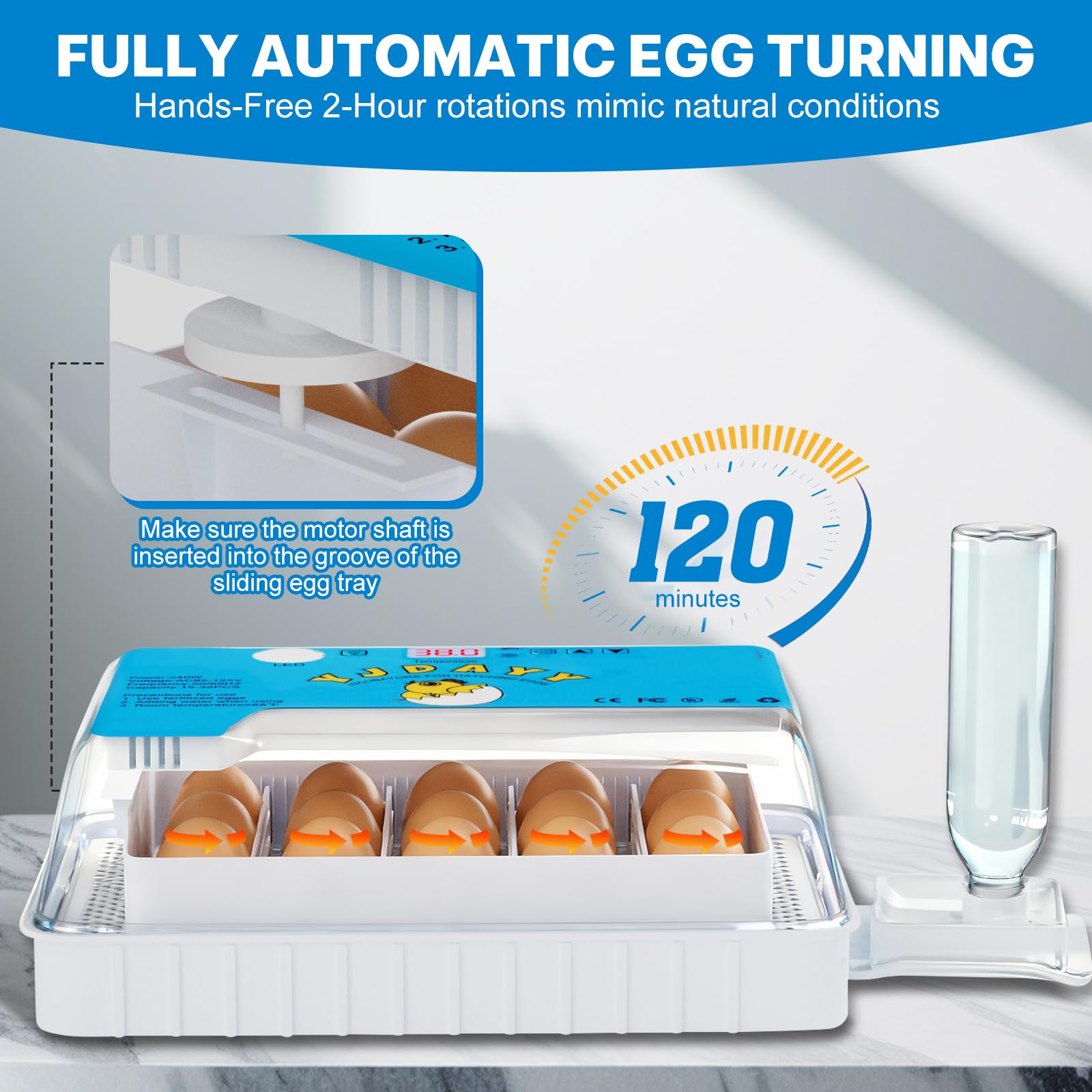 Failenfeivp incubator-led-egg-candle-observation provides embryo viewing window