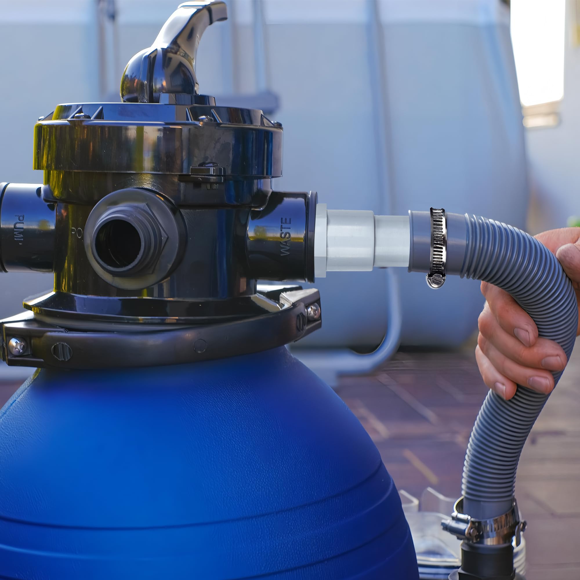 Fairooth clamps and adapters compatible with pool pumps, filters, and skimmers