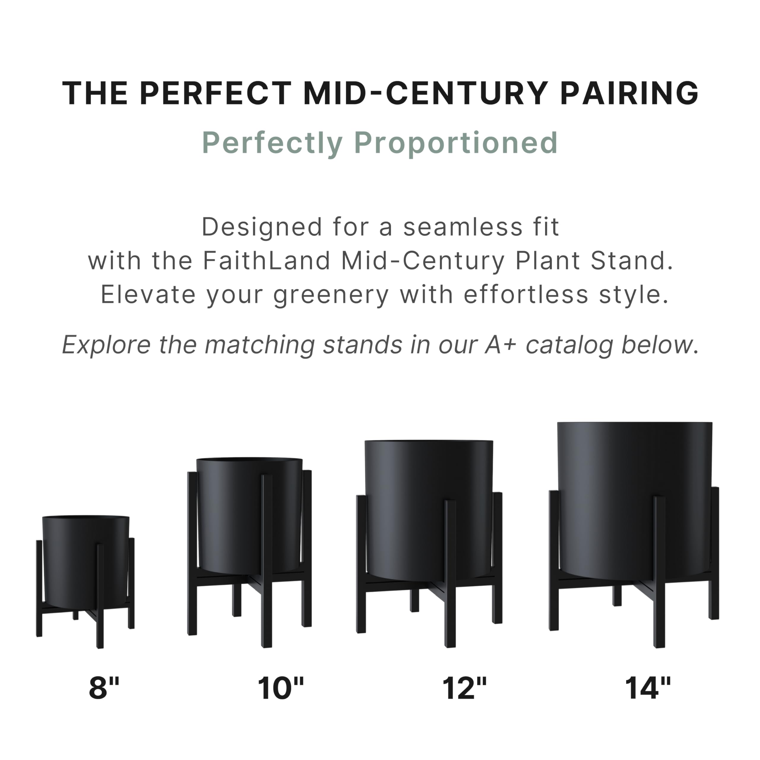 FaithLand 12-inch fiberstone planter with plug showcases precise moisture control.
