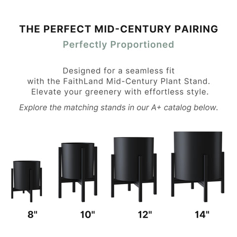 FaithLand 12-inch fiberstone planter with plug showcases precise moisture control.