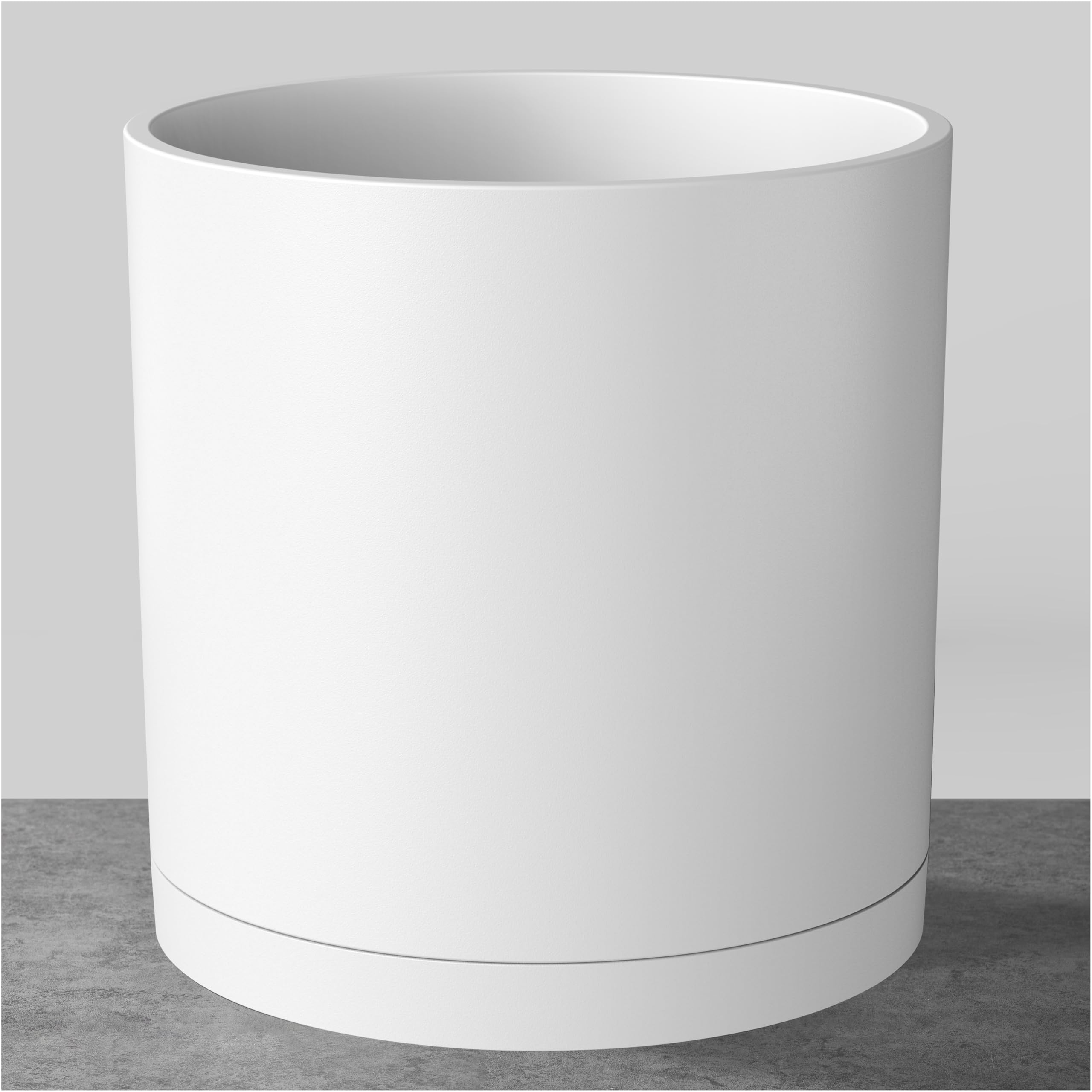 FaithLand 12-inch modern cylinder planter with flat rim for contemporary interiors.