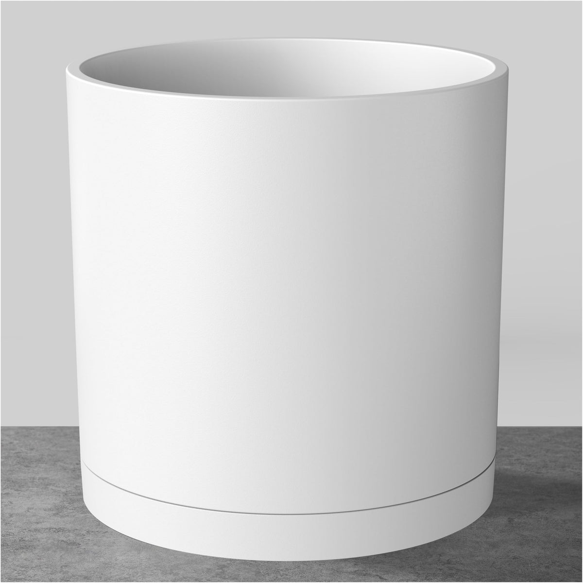 FaithLand 12-inch modern cylinder planter with flat rim for contemporary interiors.