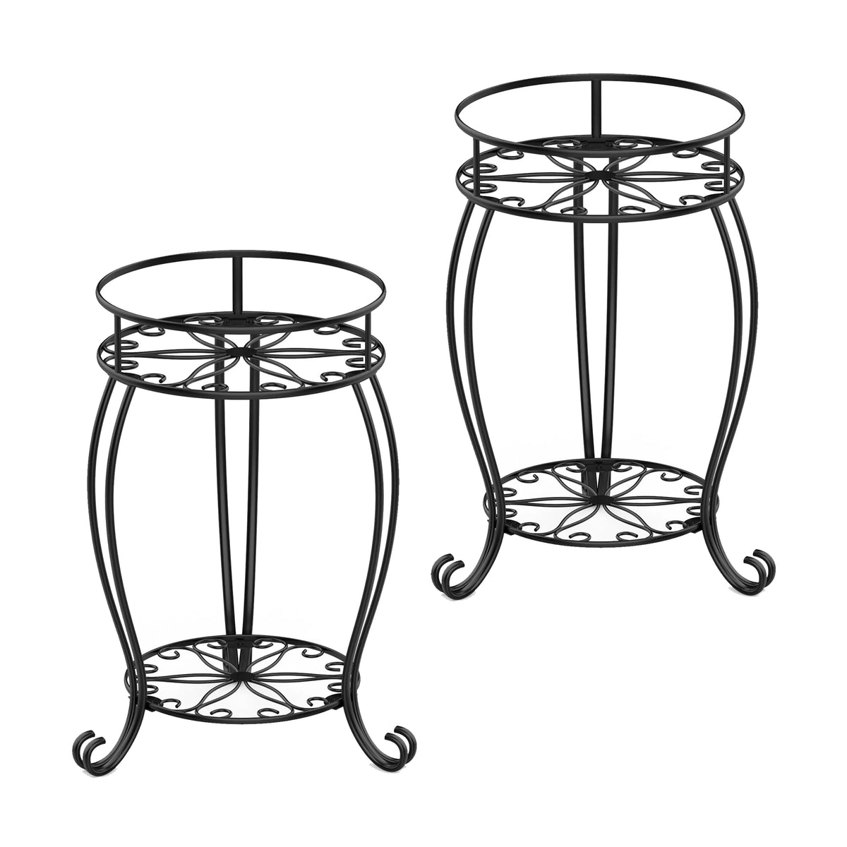 FaithLand two-pack plant stands in sturdy iron for reliable indoor use.